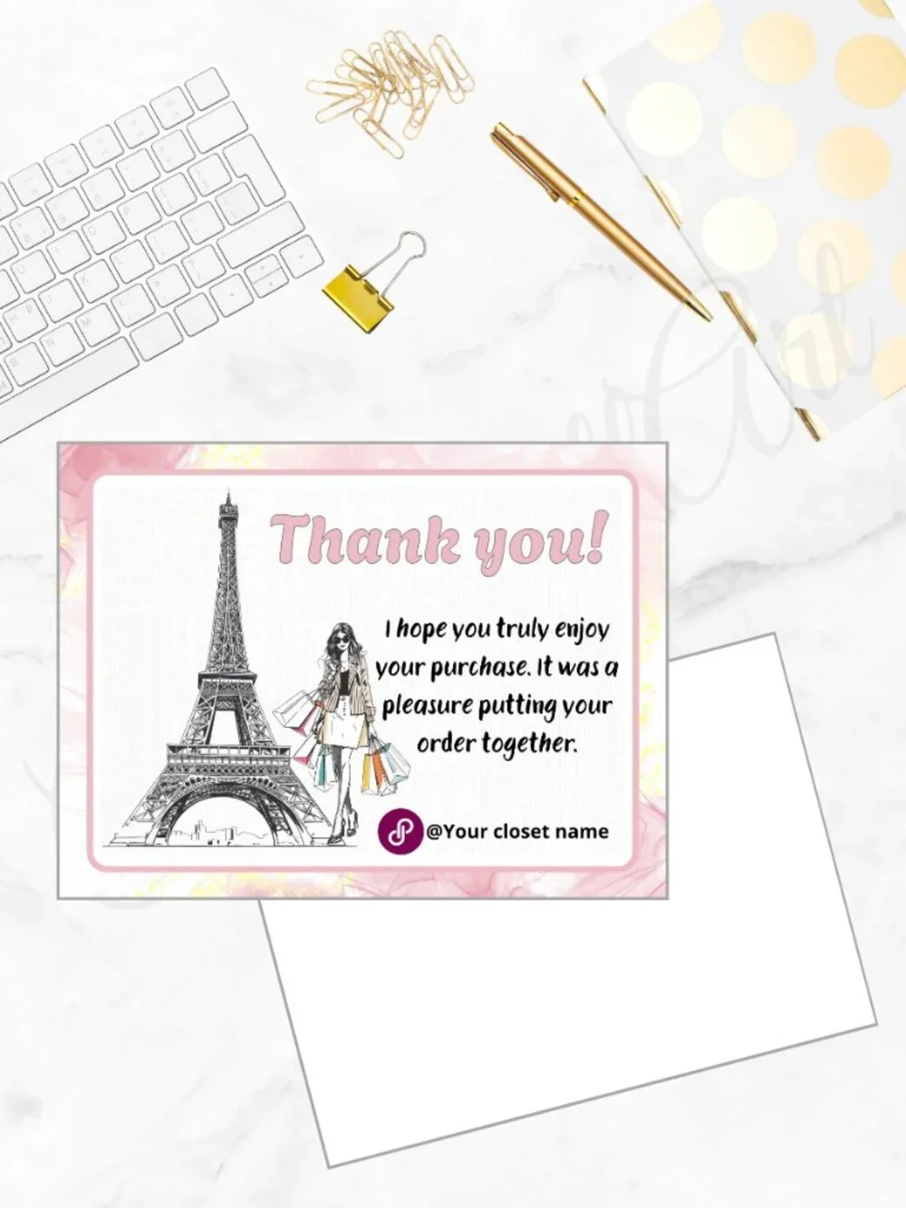 100 Personalized Paris Fashion Thank You Cards Small Business, 4×3 in